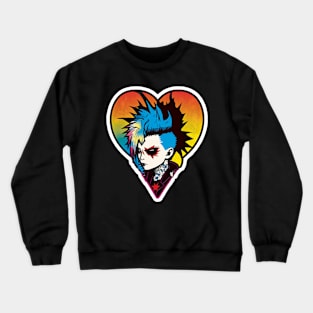 Punk with mohawk in a heart Pastel colours Crewneck Sweatshirt